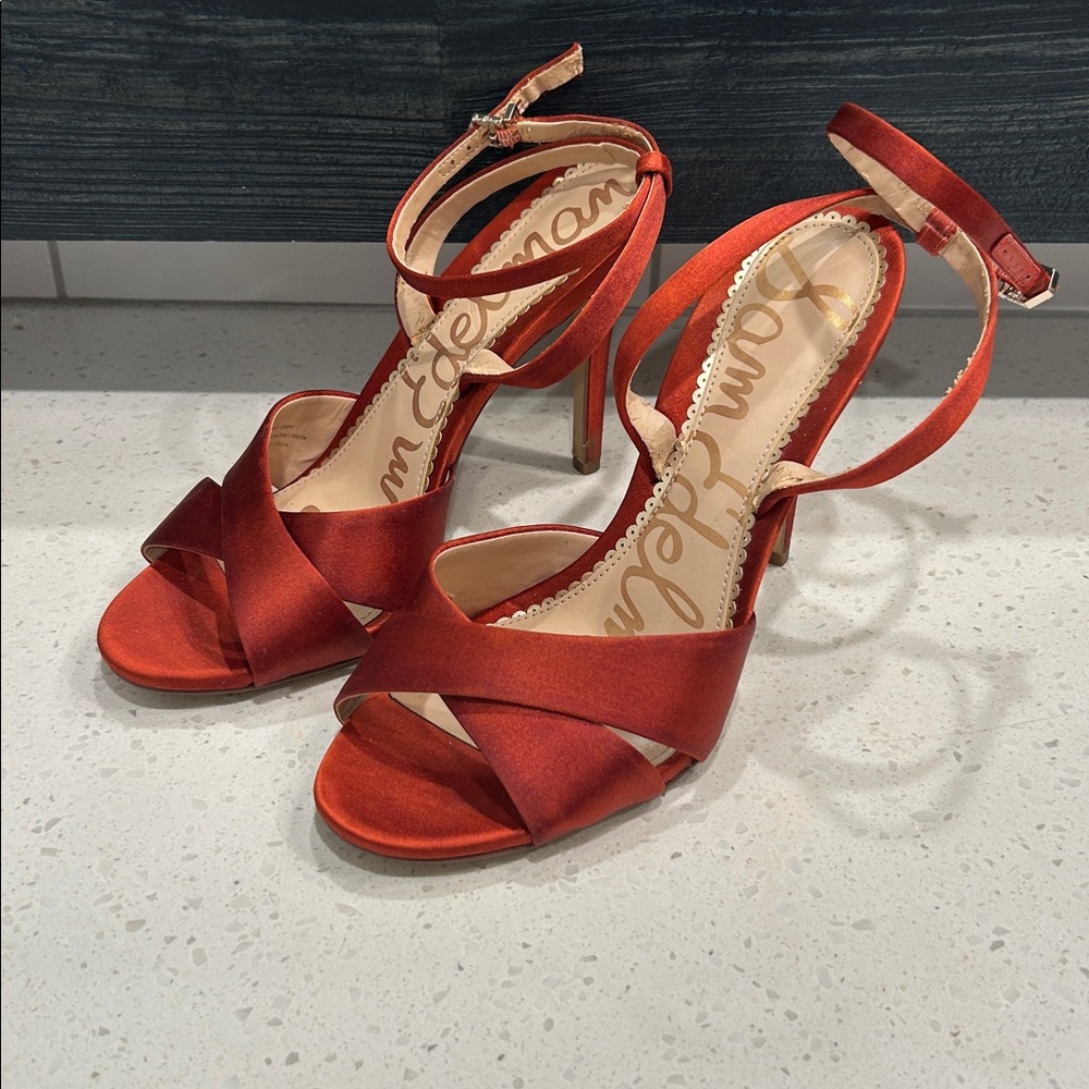 Sam Edelman Red Satin Heels - Picture 3 of 7